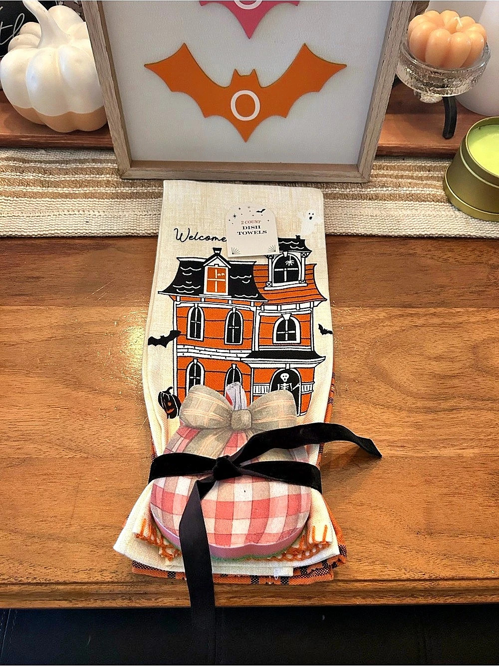 Halloween Towels Set with Pumpkin Sponges